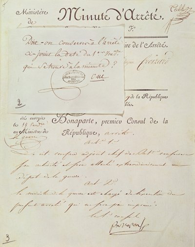 Offizielles Dokument, unterzeichnet von Napoleon I. (1769-1821) 1 Vendemiaire An 9 (23. September 1800) von French School